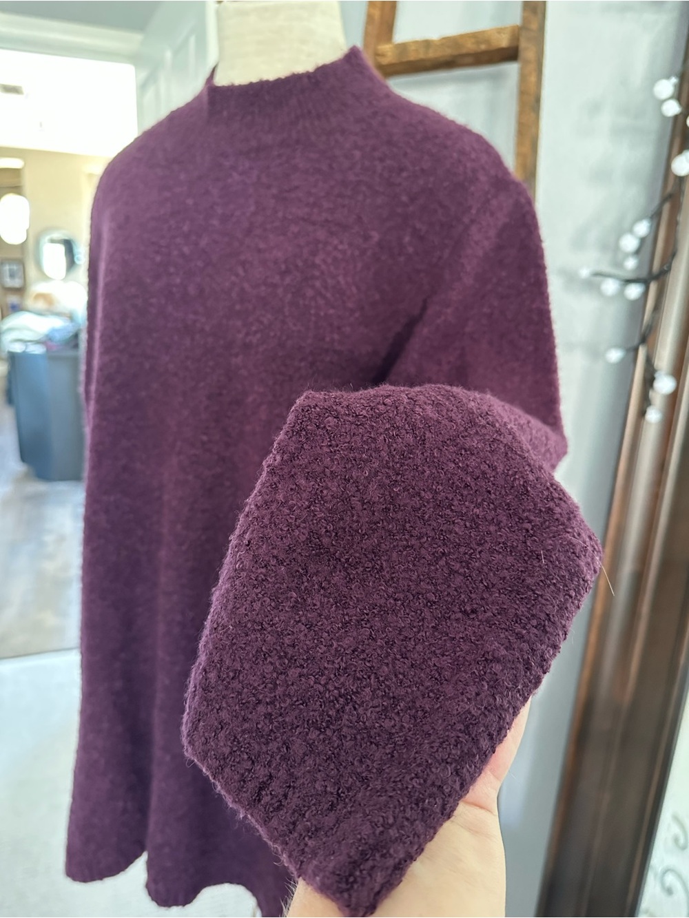 Calvin Klein Plum Mock Neck Tunic Sweater, size XL - Picture 5 of 14